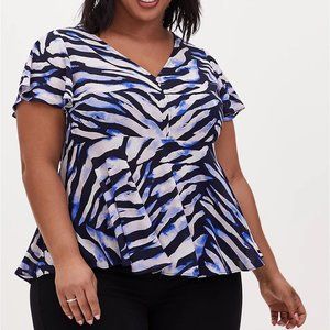 Torrid Size 1 Navy Georgette Peplum Hem Blouse